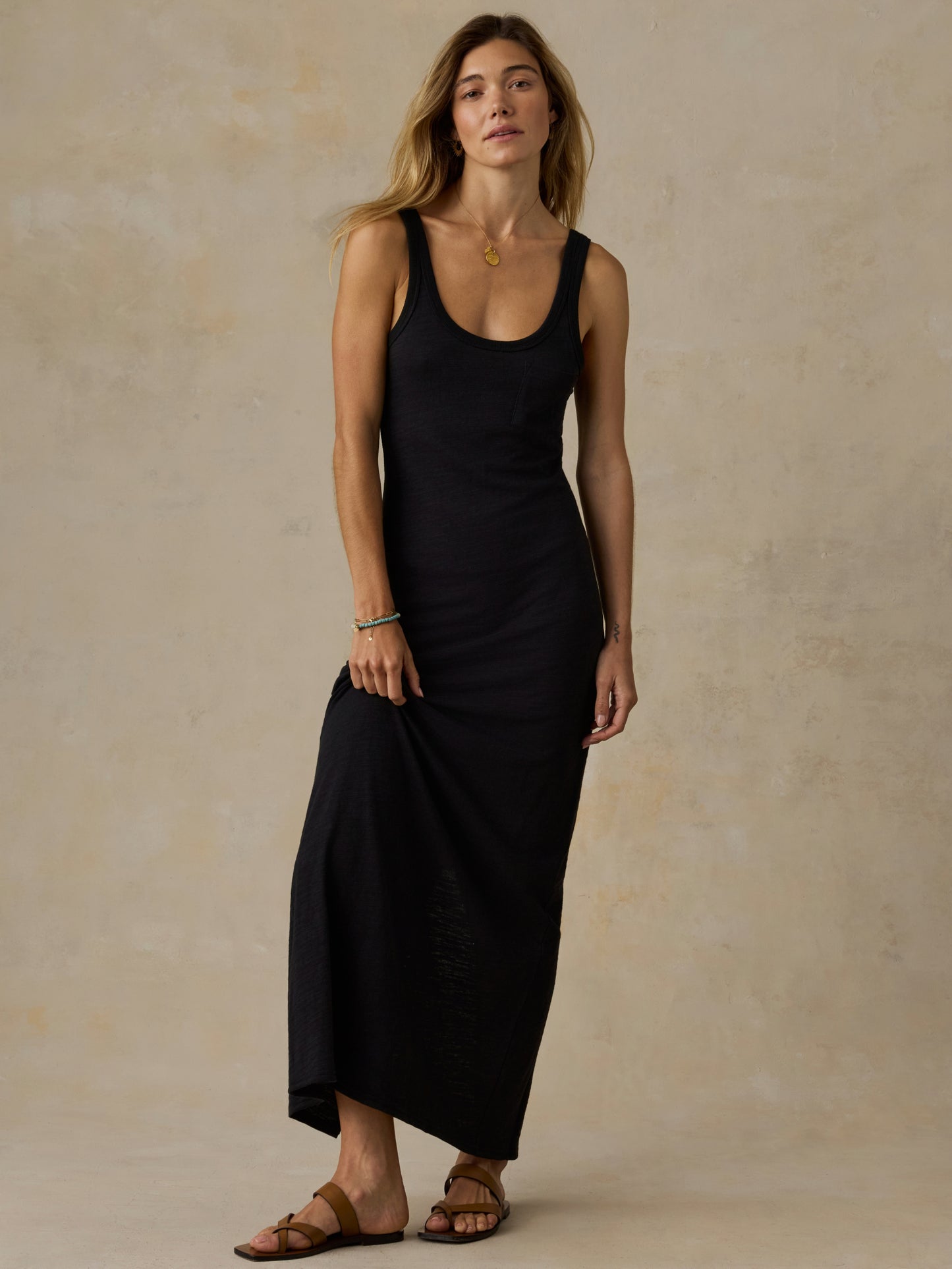 sunwashed slub pocket tank dress