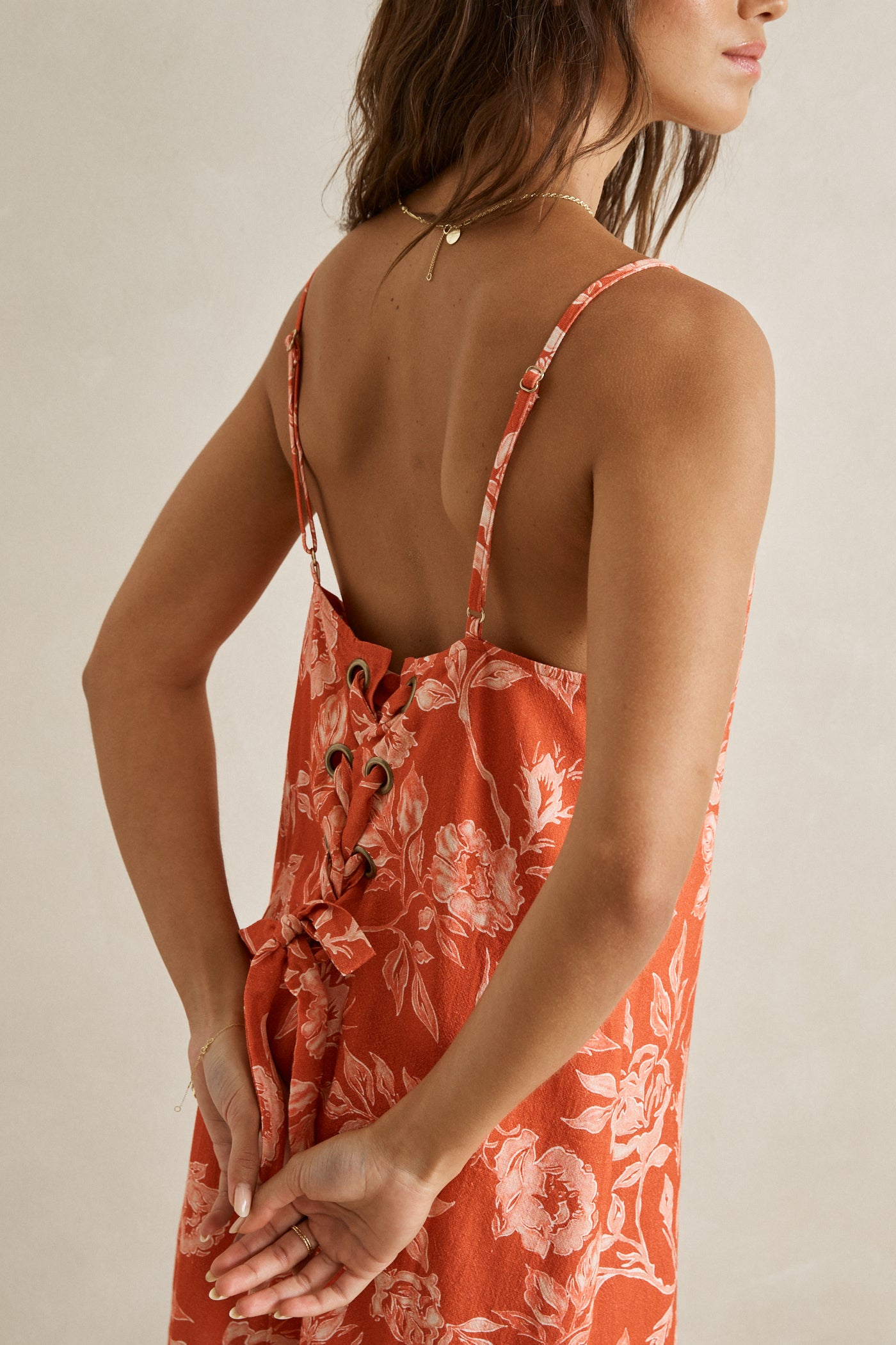 rosalie floral lace up mini dress