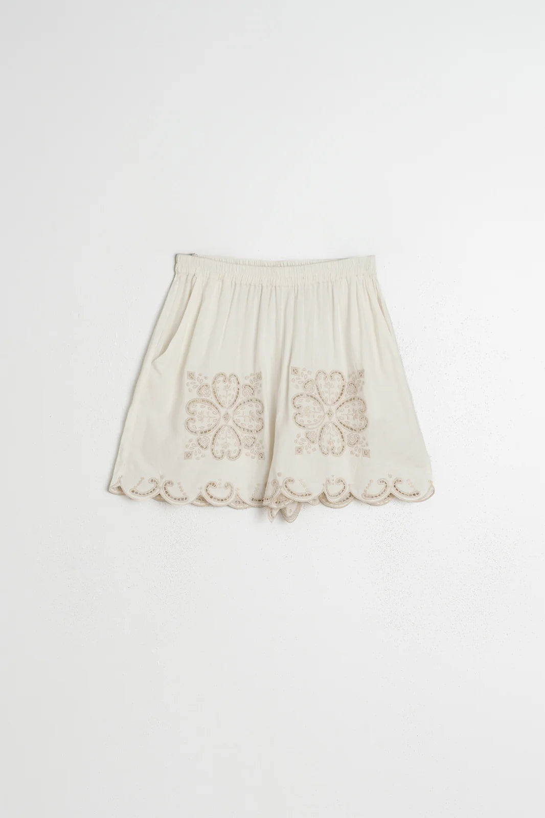Scalloped Embroidery Short