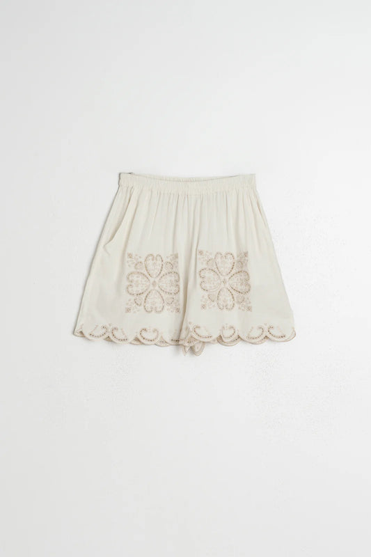 Scalloped Embroidery Short